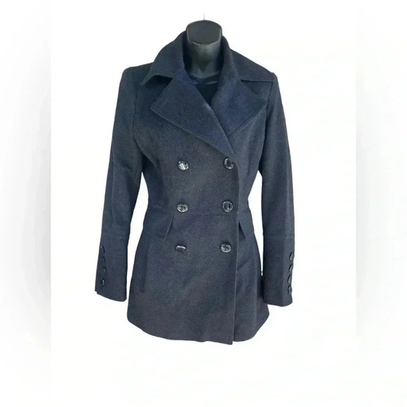 Calvin Klein women’s charcoal gray/black double breasted wool coat size small - Picture 1 of 11